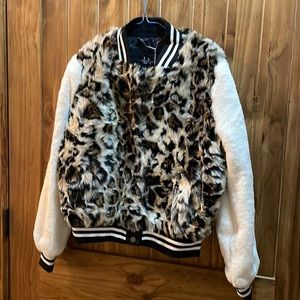 NWT faults fur jacket leopard